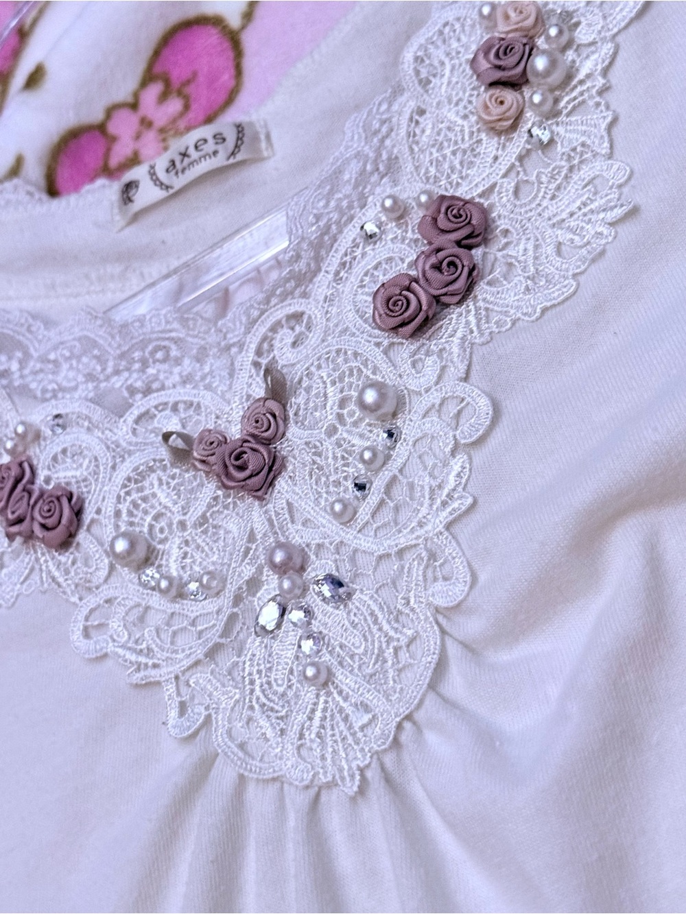 Axes Femme Pink and Cream Top - Picture 2 of 6